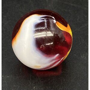 Peltier Christensen Glass Swirl Marble 0.6” Red White Orange Akro Agate